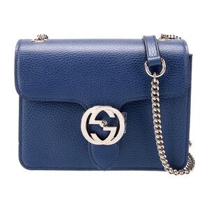 Gucci Blue Leather Shoulder Bag ✨